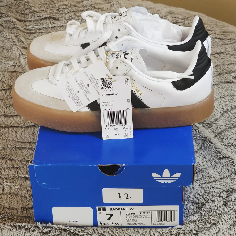 🔥 adidas Originals Sambae Platform Sneakers - White/Black/Gum - Women’s Size 7 - Picture 5 of 7